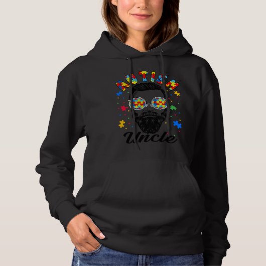 Autism Uncle Autism Awareness Family Matching Bear Hoodie (Voorkant)