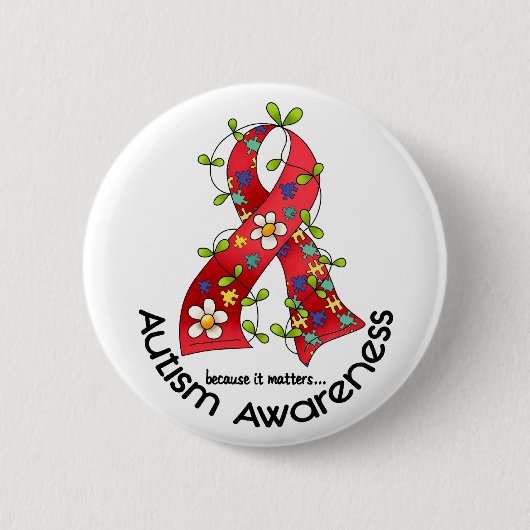 AUTISM Vloerlint 1 Ronde Button 5,7 Cm (Voorkant)