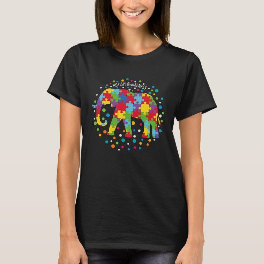 Autism Women Men Elephant Support Autism Awarenes T-shirt (Voorkant)