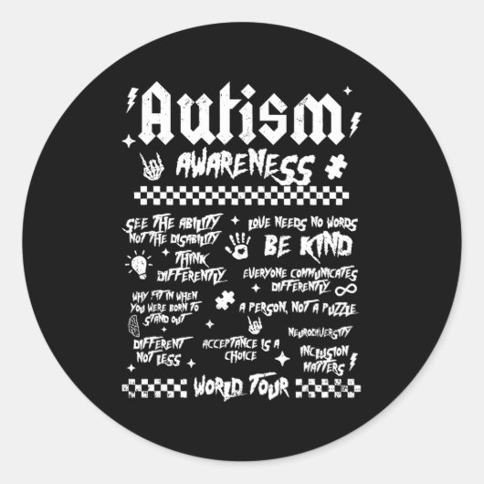 Autism World Tour Autism Awareness  Ronde Sticker (Voorkant)