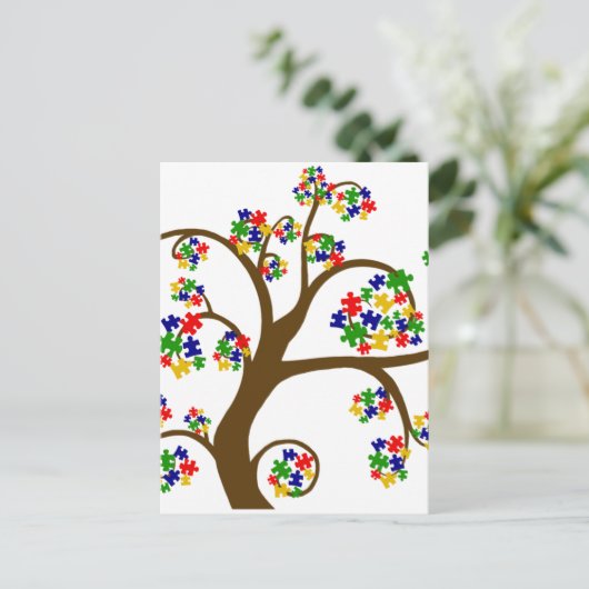 Autismboom van het leven briefkaart (Staand voorkant)