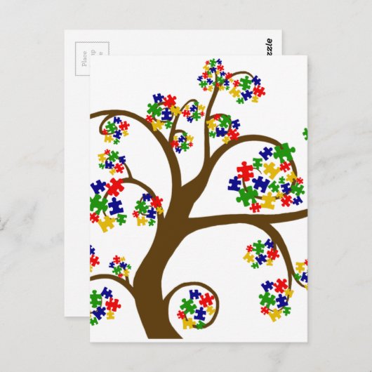 Autismboom van het leven briefkaart (Voorkant / Achterkant)