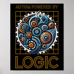 Autisme aangedreven door logische mechanische tand poster