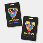 Autisme Aangepaste teamondersteuningsgebeurtenis Badge (Front & Back)