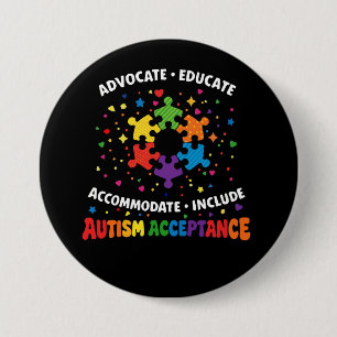 Autisme Acceptatie Advocaat Leer Regenboog Puzzel Ronde Button 7,6 Cm