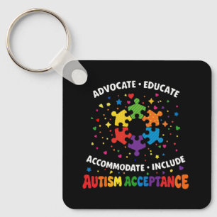 Autisme Acceptatie Advocaat Leer Regenboog Puzzel Sleutelhanger
