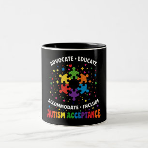 Autisme Acceptatie Advocaat Leer Regenboog Puzzel Tweekleurige Koffiemok