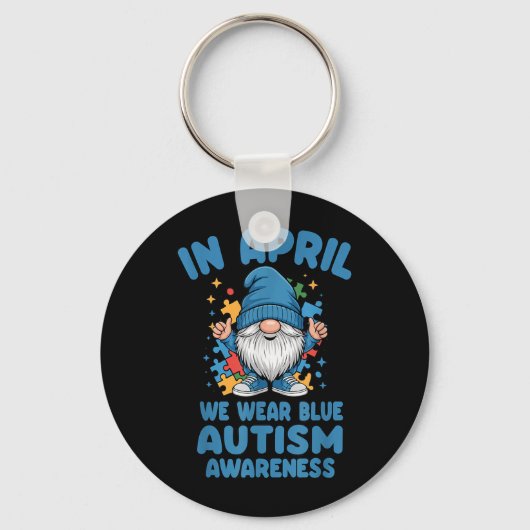 Autisme Acceptatie April Gnome Puzzelstuk Sleutelhanger (Voorkant)