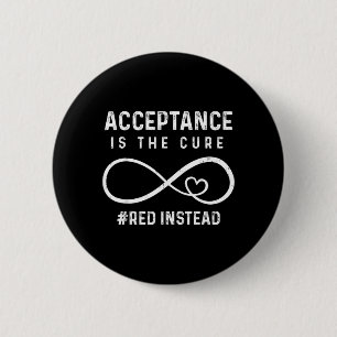 Autisme Acceptatie Bewustzijn Rood In Plaats Van S Ronde Button 5,7 Cm