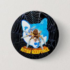 Autisme Acceptatie Boze Lemmetje Spin Kat Ronde Button 5,7 Cm