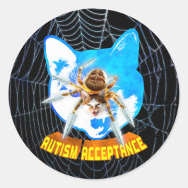 Autisme Acceptatie Boze Lemmetje Spin Kat Ronde Sticker
