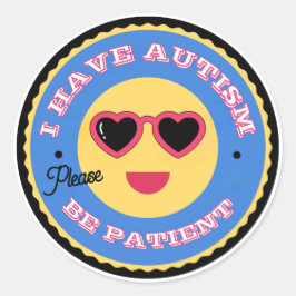 Autisme Acceptatie Emoji Gezicht Met Hart Zonnebri Ronde Sticker