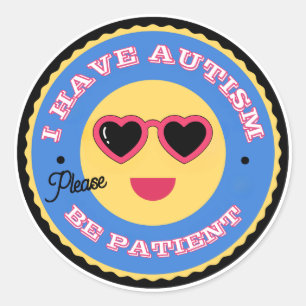 Autisme Acceptatie Emoji Gezicht Met Hart Zonnebri Ronde Sticker