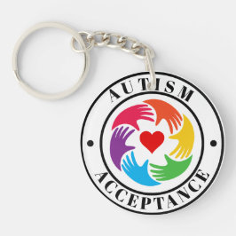 Autisme Acceptatie Handen & Hart Cirkel Sleutelhanger