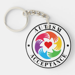 Autisme Acceptatie Handen & Hart Cirkel Sleutelhanger