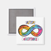 Autisme Acceptatie kleurig regenbooginksymbool Magneet (Voorkant / Achterkant)