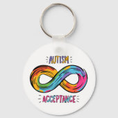 Autisme Acceptatie kleurig regenbooginksymbool Sleutelhanger (Achterkant)