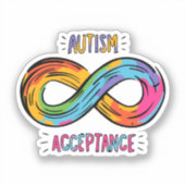 Autisme Acceptatie kleurig regenbooginksymbool Sticker (Voorkant)
