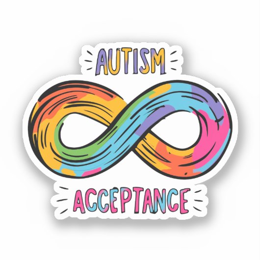 Autisme Acceptatie kleurig regenbooginksymbool Sticker (Voorkant)