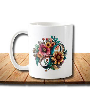 Autisme Acceptatie Kleurrijke Floral Infinity Symb Koffiemok