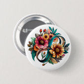 Autisme Acceptatie Kleurrijke Floral Infinity Symb Ronde Button 5,7 Cm (Voorkant /achterkant)