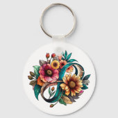 Autisme Acceptatie Kleurrijke Floral Infinity Symb Sleutelhanger (Achterkant)