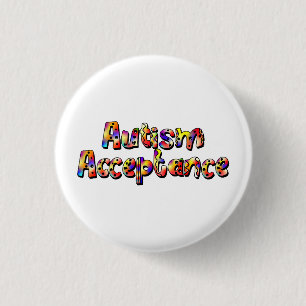 Autisme Acceptatie Kleurrijke Rainbow Typografie T Ronde Button 3,2 Cm