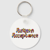 Autisme Acceptatie Kleurrijke Rainbow Typografie T Sleutelhanger (Voorkant)