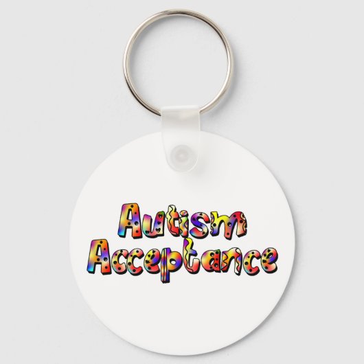 Autisme Acceptatie Kleurrijke Rainbow Typografie T Sleutelhanger (Achterkant)