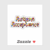 Autisme Acceptatie Kleurrijke Rainbow Typografie T Sticker (Vel)