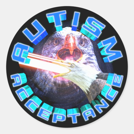 Autisme Acceptatie Laser Ruimte Adelaar Maximalise Ronde Sticker (Voorkant)