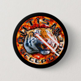 Autisme Acceptatie Laser Tijger Met Explosie Ronde Button 5,7 Cm