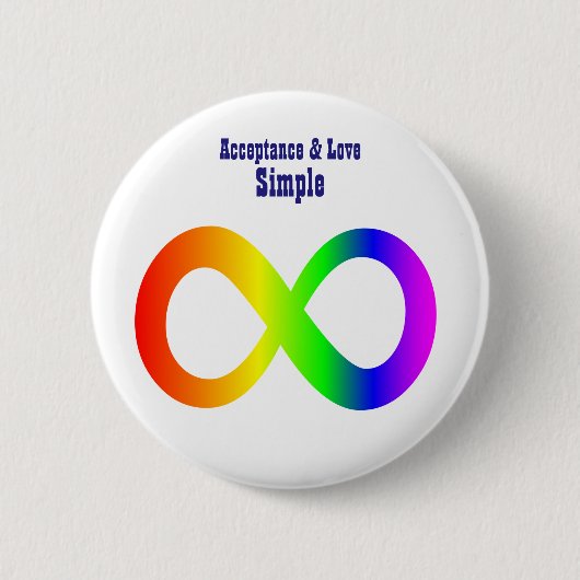 Autisme Acceptatie Liefde Simpel - Neurodiversitei Ronde Button 5,7 Cm (Voorkant)