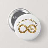 Autisme Acceptatie Oneindigheidssymbool | Au Goude Ronde Button 5,7 Cm (Voorkant /achterkant)