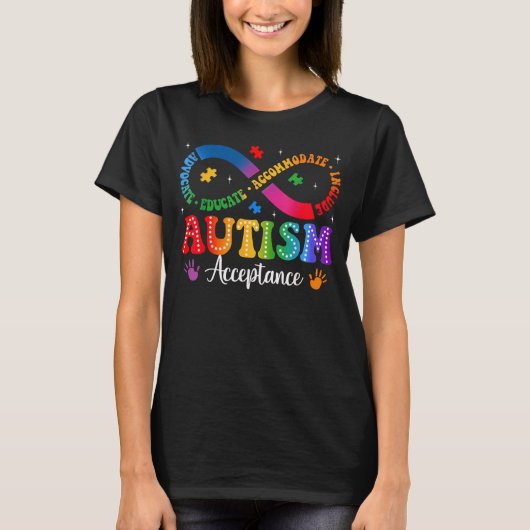 Autisme Acceptatie Oneindigheidssymbool Voorstande T-shirt (Voorkant)