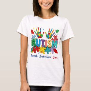 Autisme Acceptatie PNG-ontwerp, Kleurrijke 3D-puzz T-shirt