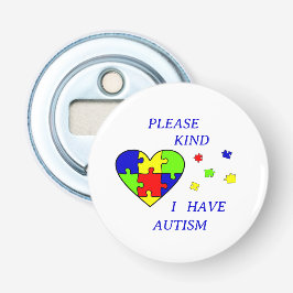 Autisme Acceptatie Puzzel Autisme bewustzijnsdag   Button Flesopener