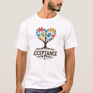 Autisme Acceptatie Puzzel Tree Heart Design T-shirt
