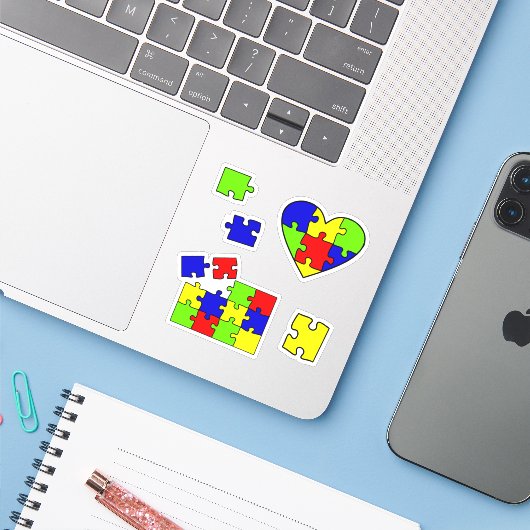 Autisme Acceptatie Puzzle Autism awareness day Sticker (Laptop met iPhone)
