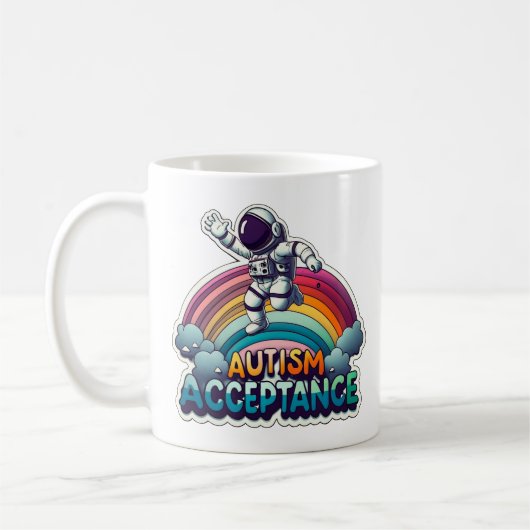 Autisme Acceptatie Rainbow Astronaut Koffiemok (Links)
