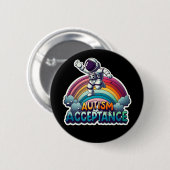 Autisme Acceptatie Rainbow Astronaut Ronde Button 5,7 Cm (Voorkant /achterkant)