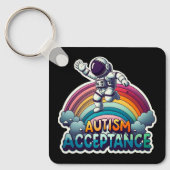 Autisme Acceptatie Rainbow Astronaut Sleutelhanger (Voorkant)