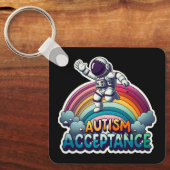 Autisme Acceptatie Rainbow Astronaut Sleutelhanger (Voorkant)