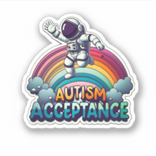 Autisme Acceptatie Rainbow Astronaut Sticker