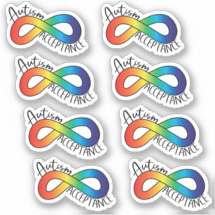 Autisme Acceptatie Rainbow Infinity 6 Pack Sticker