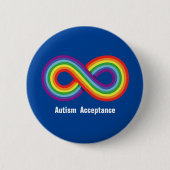 Autisme Acceptatie Rainbow Infinity Ronde Button 5,7 Cm (Voorkant)