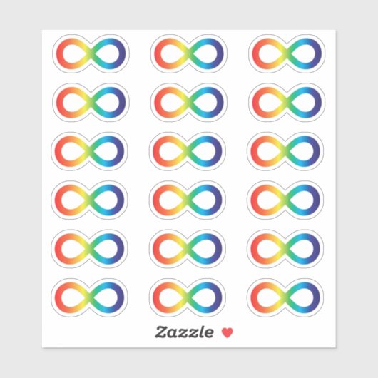 Autisme Acceptatie Rainbow Infinity Symbool Pack Sticker (Vel)
