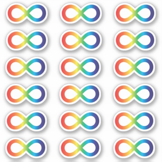 Autisme Acceptatie Rainbow Infinity Symbool Pack Sticker (Voorkant)