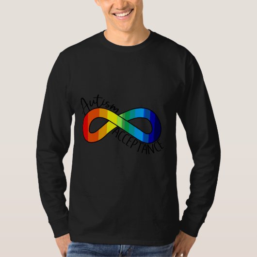 Autisme Acceptatie Rainbow Infinity Symbool T-shirt (Voorkant)