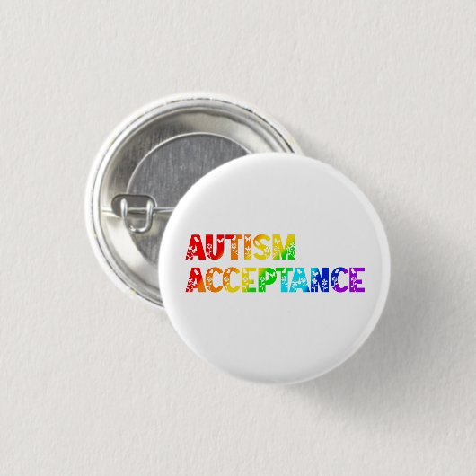 "Autisme Acceptatie" Regenboog gekleurde tekst Ronde Button 3,2 Cm (Voorkant /achterkant)